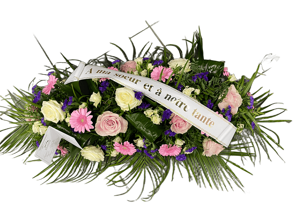 Fleurs ruban funéraire Carvin